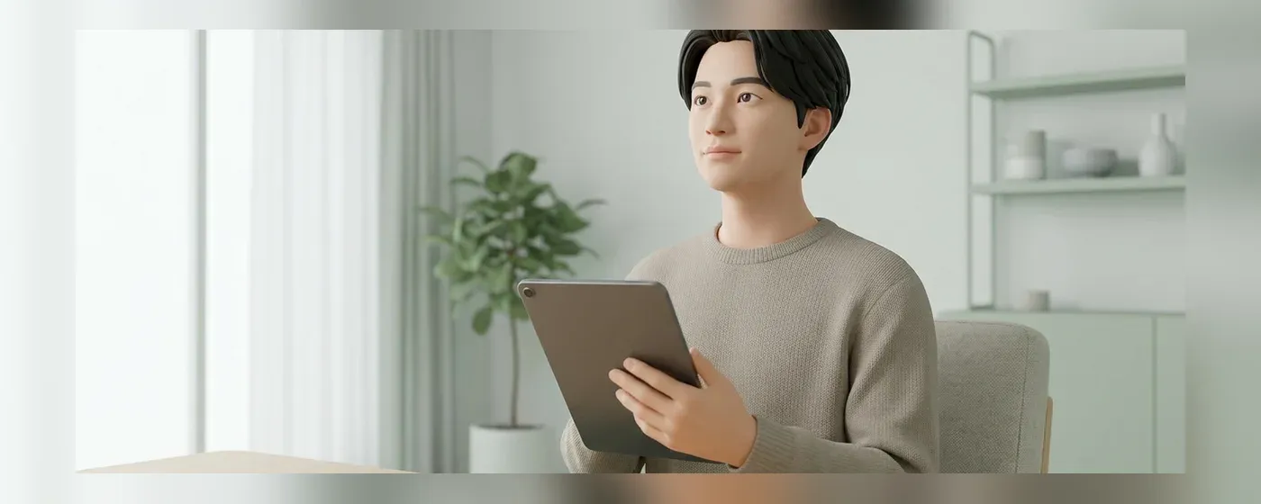 タブレットで企業のプロフィールを確認する様子のクローズアップ