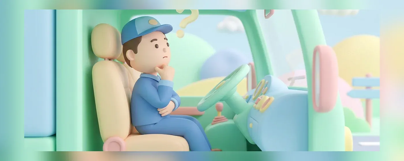 運転席で考え込むトラック運転手の3Dイラスト