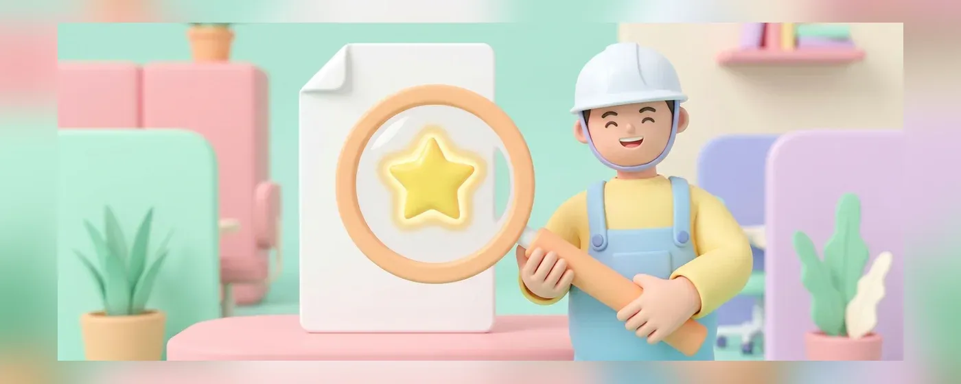 輝く求人票を虫眼鏡で確認する運転手の3Dイラスト