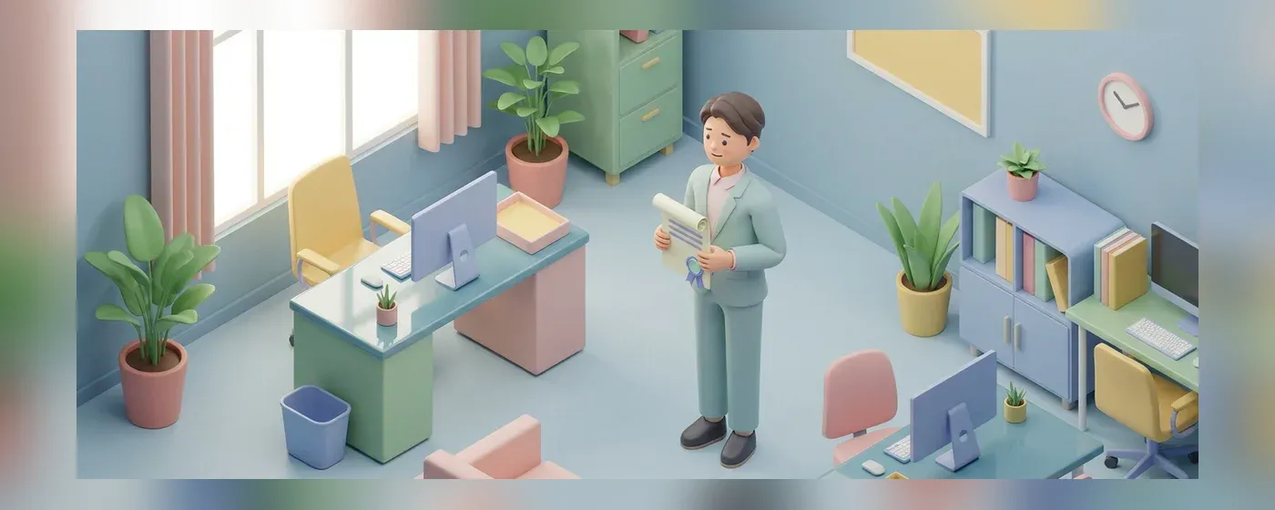 資格証を手に少し不安そうな表情を浮かべる若手ビジネスパーソン