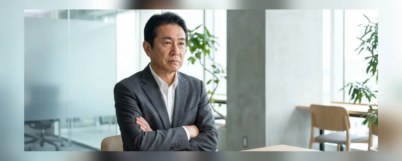 真剣な表情で腕を組んで考えるシニア世代の男性