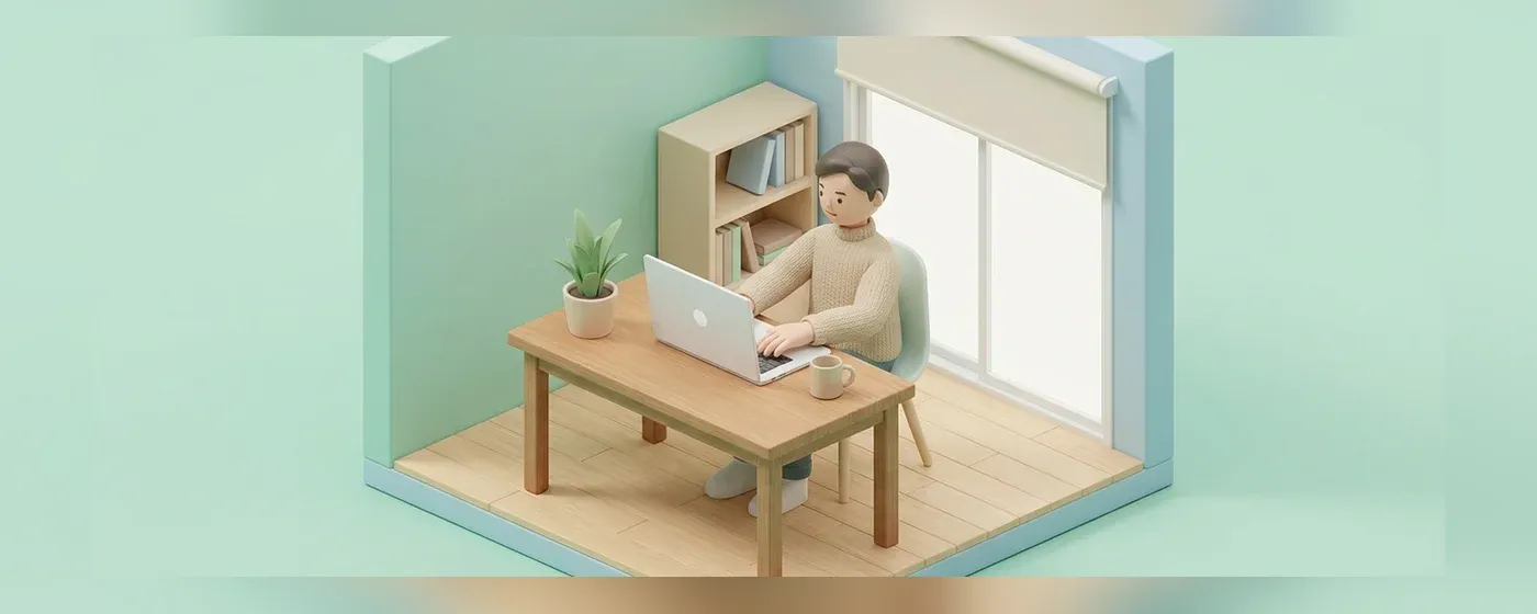 自宅のデスクでリラックスして作業する人物