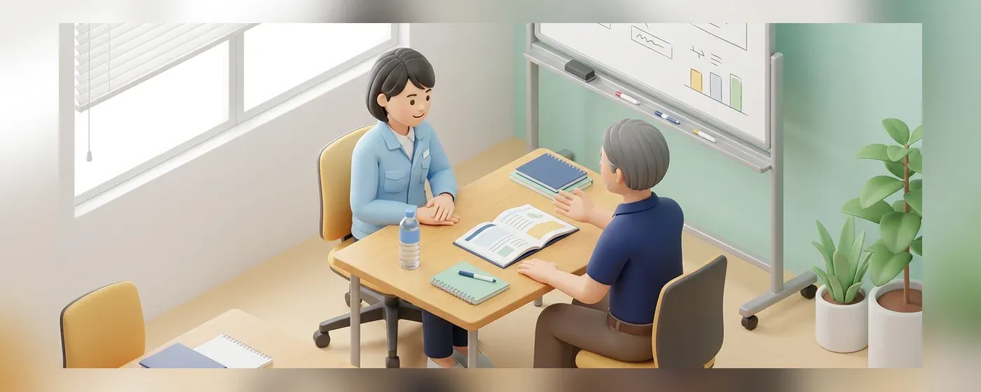 先輩から説明を受けてうなずく新人ドライバー