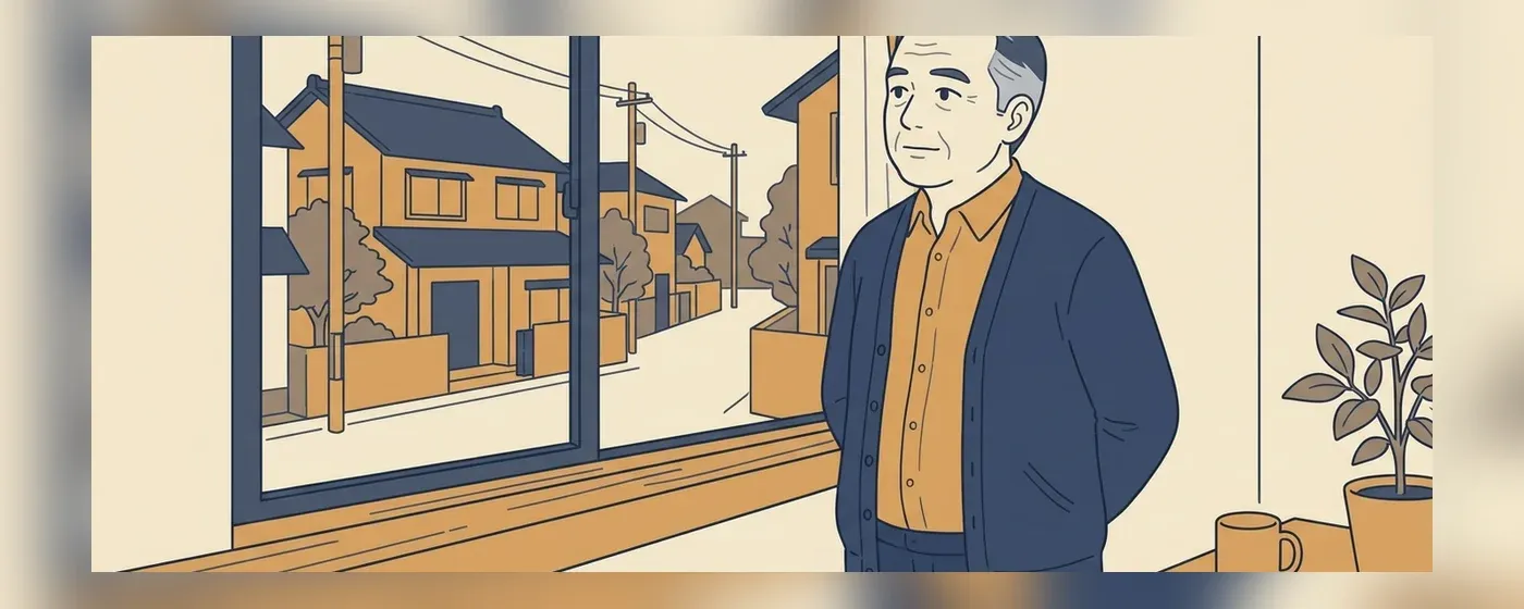 窓辺で物思いにふける50代の男性