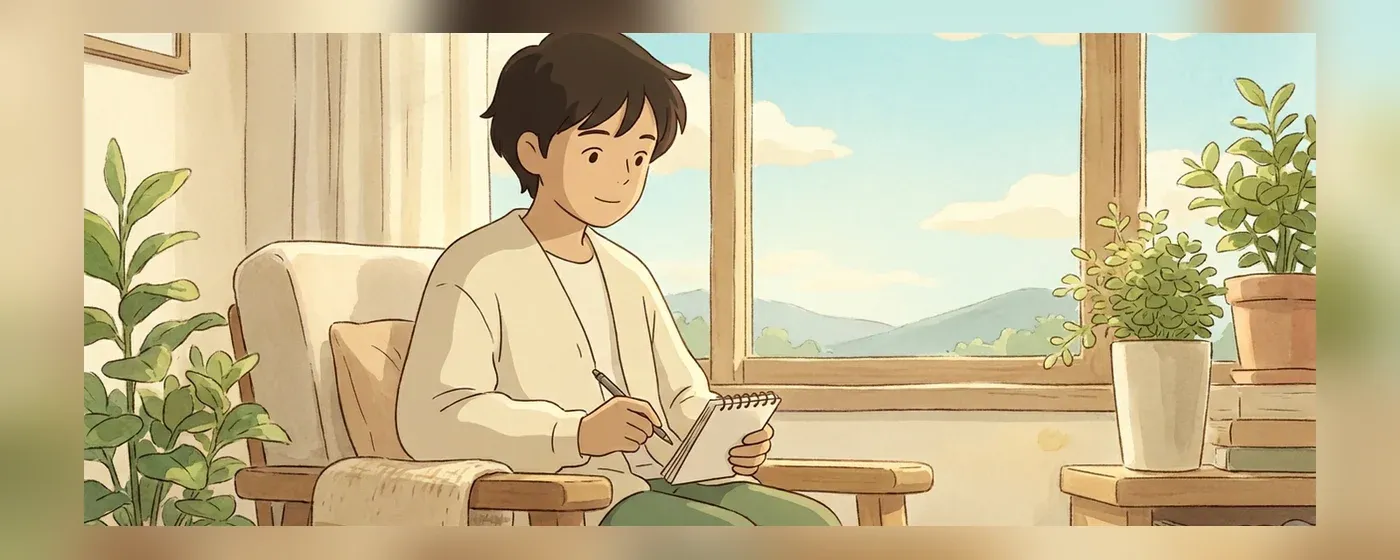 ノートにペンで書き込みながら考えをまとめる人物