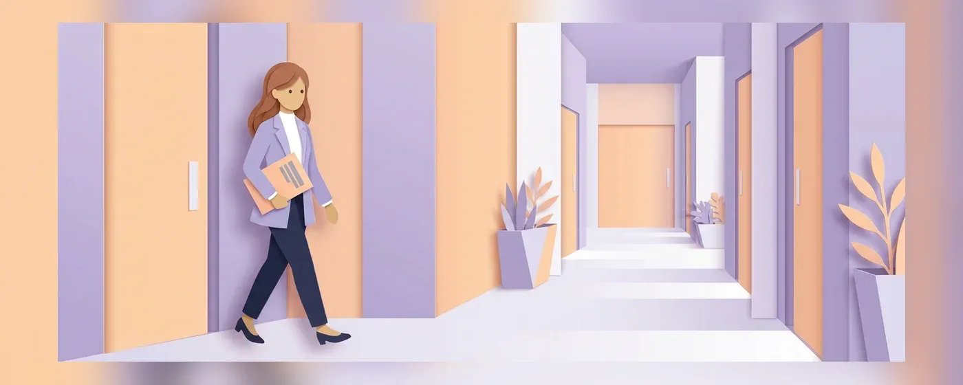 ファイルを持ってオフィスを歩く女性