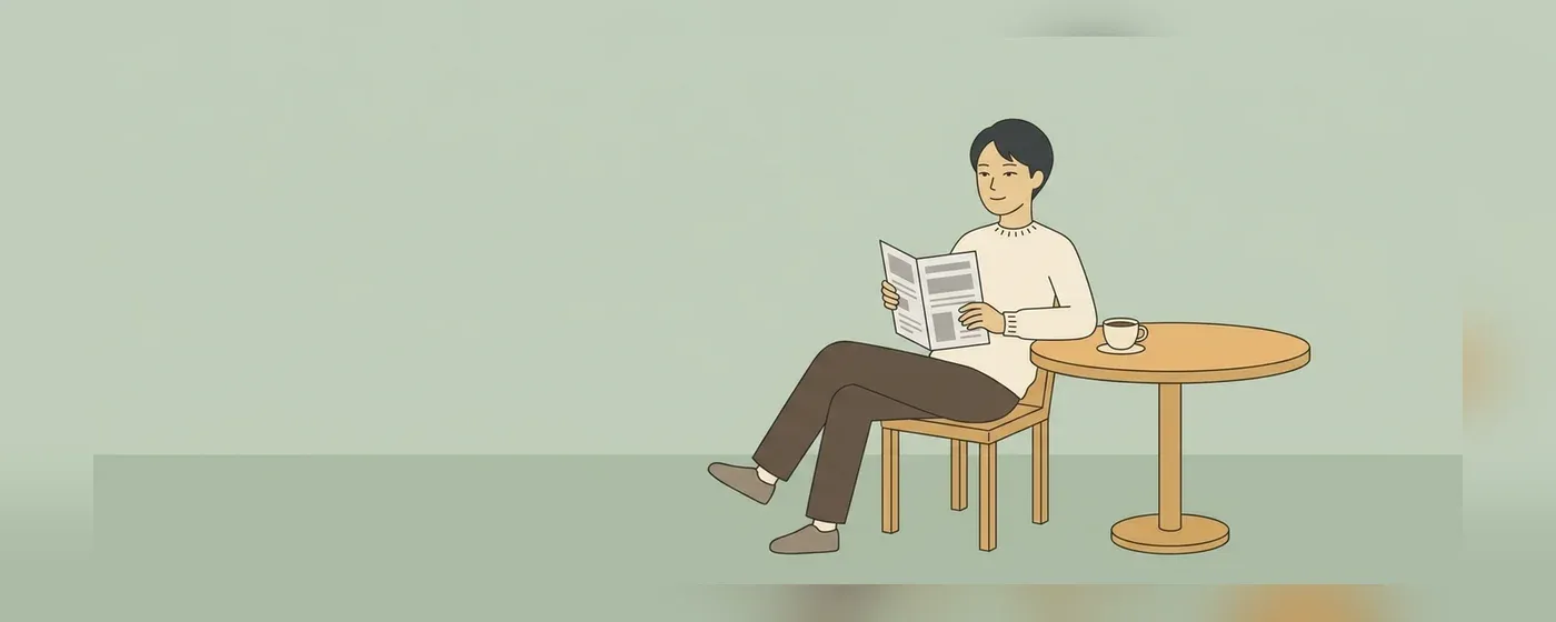 パンフレットを手に持ち笑顔で受講を考える人物