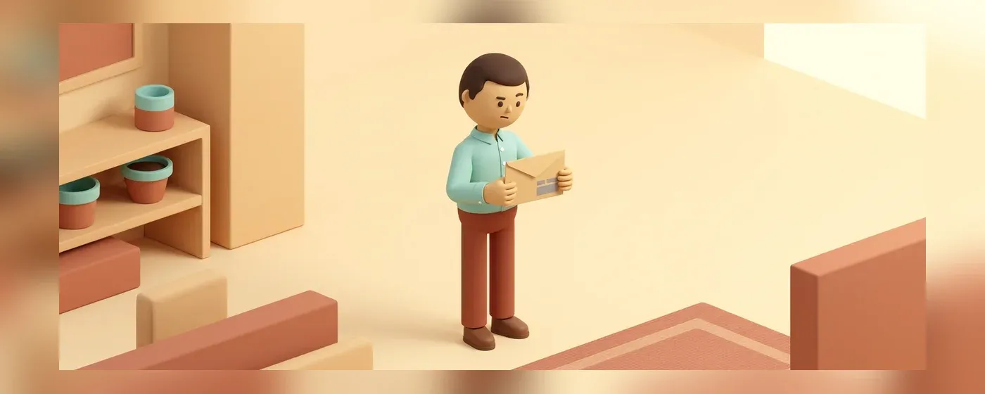 手紙を持ち首を傾げて考える人物