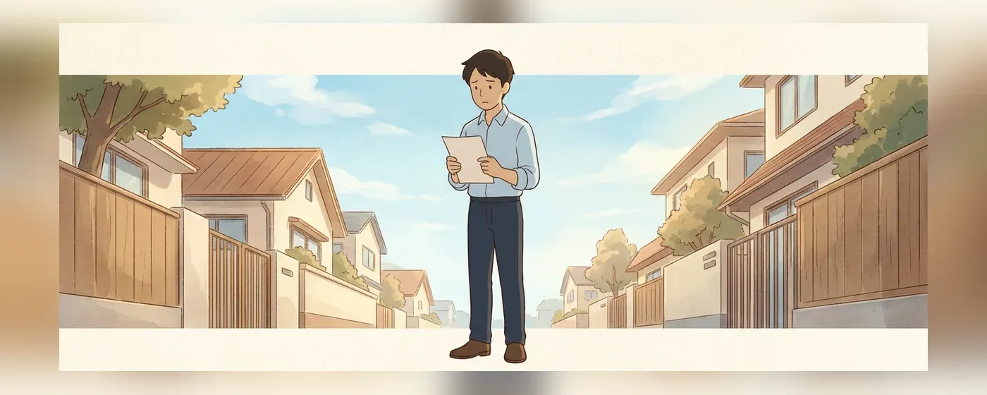 道端で書類を見ながら困った表情をする男性