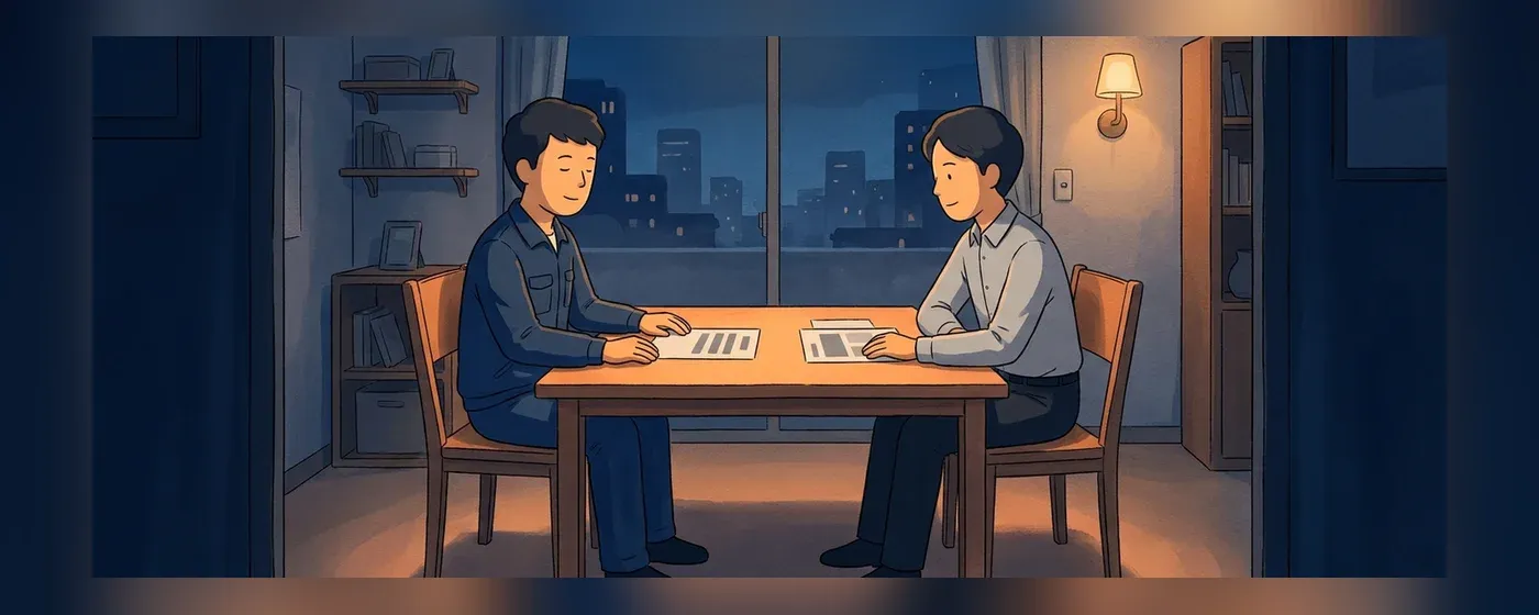 テーブルに向かい合って座り相談をしているドライバーと相談員