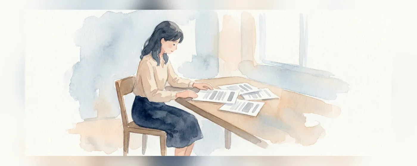 机に書類を並べて内容を確認しているビジネスパーソン