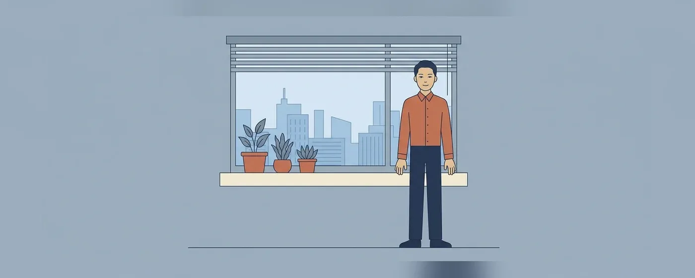 部屋でリラックスして微笑んでいる人物